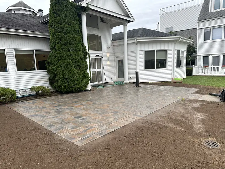 Paver patio installed at a senior living home
