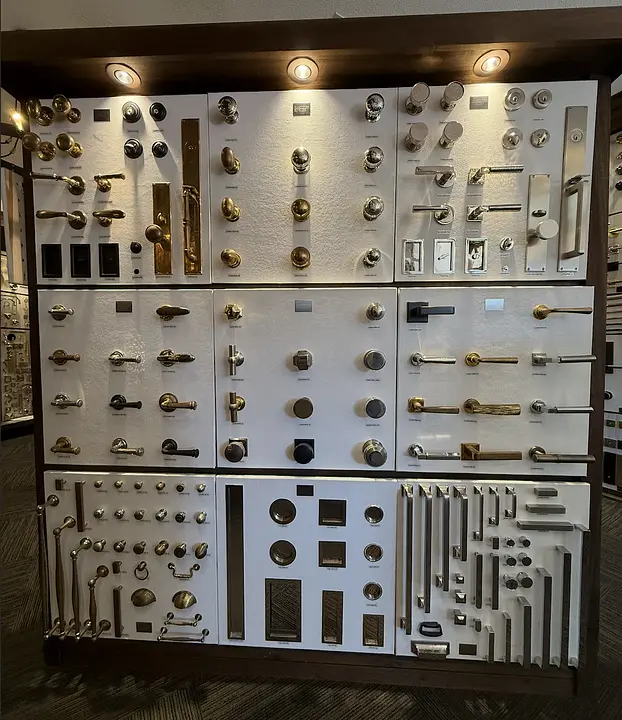 Architectural hardware display inside the Don’s showroom