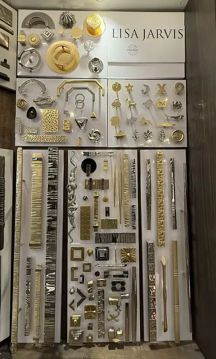 Specialty decorative hardware display inside the Don’s showroom