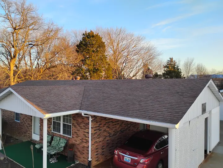 After grime removal from shingles 